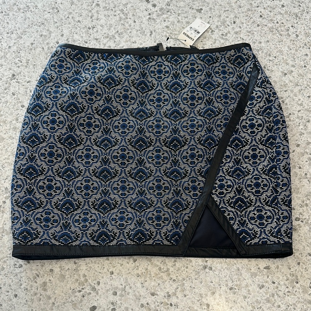 Express Brand Elegant Blue Patterned Skirt